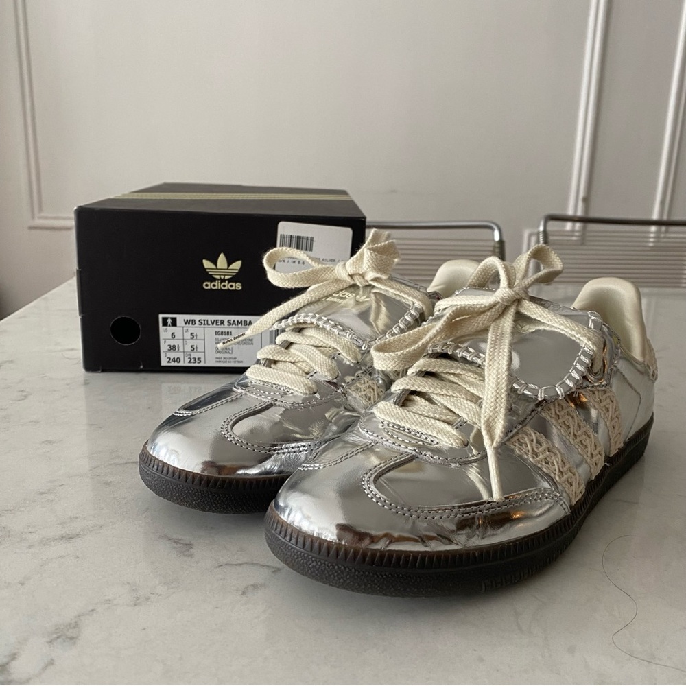 Adidas x Wales Bonner Metallic Leather Samba Sneakers